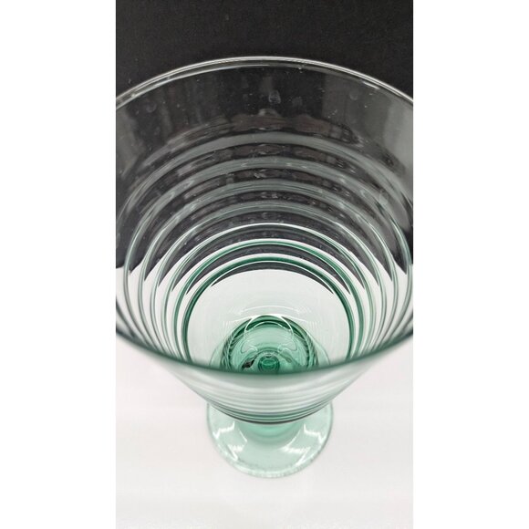 LIBBEY Vintage 90s Sirrus Spanish Green Glass Water Ice Tea Goblet 7.5" Ribbed - Picture 2 of 10